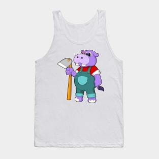 Hippo as Farmer with Garden hoe Tank Top